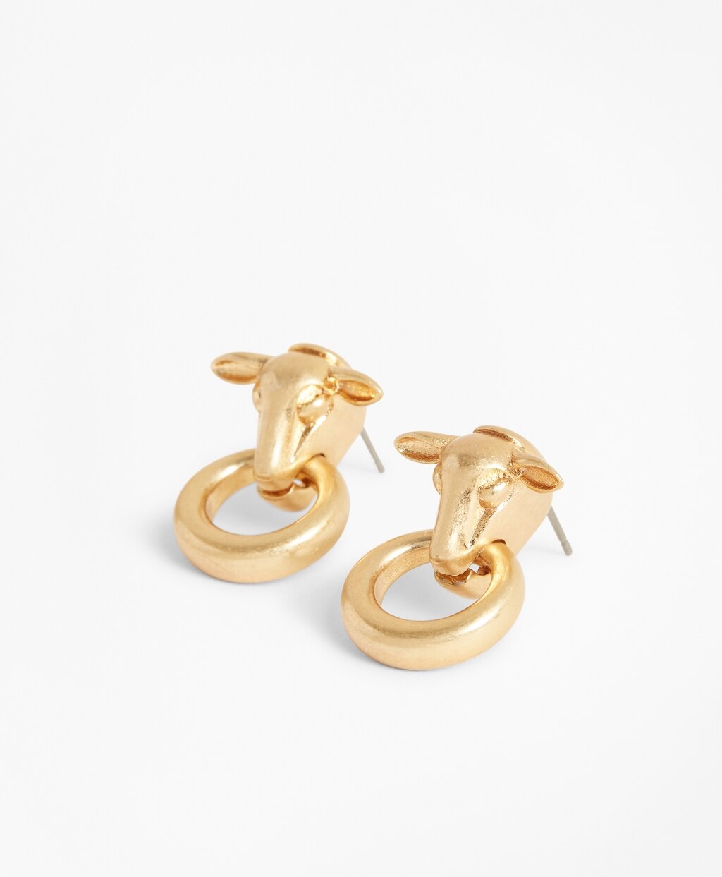 Brooks Brothers Women Gold-Plated Sheep's Head Stud Earrings