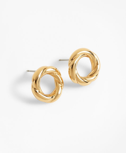 Brooks Brothers Women Gold-Plated Rope Stud Earrings