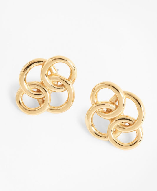 Brooks Brothers Women Gold-Plated Interlocking Ring Stud Earrings