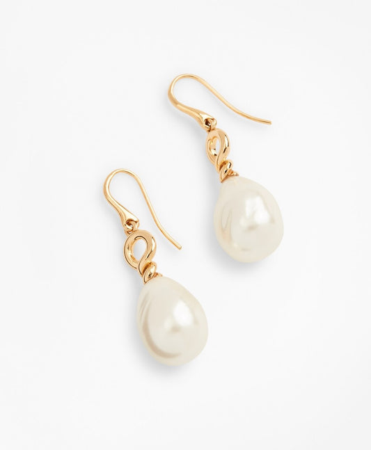 Brooks Brothers Women Baroque Glass Pearl Drop Earrings