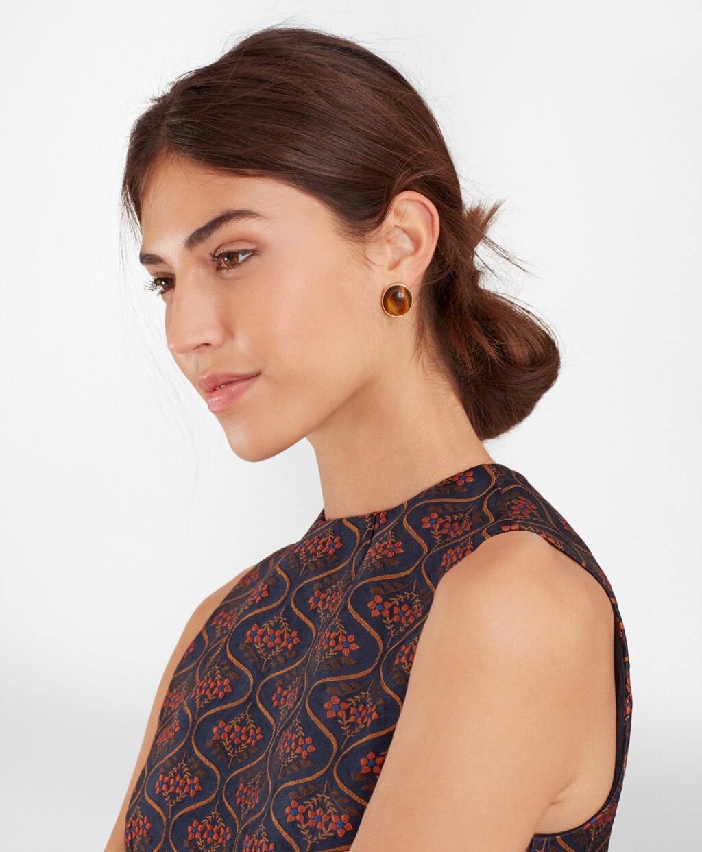 Brooks Brothers Women Tiger's Eye Stud Earrings