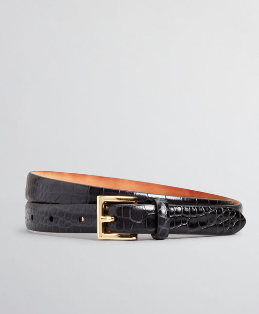 Brooks Brothers Women Crocodile-Embossed Leather Belt