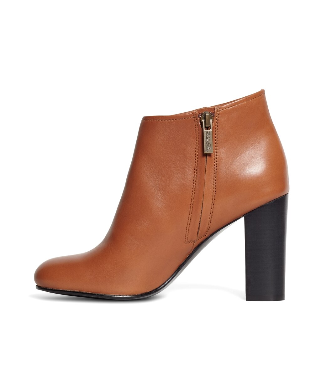Brooks Brothers Women Short Leather Stacked Heel Booties