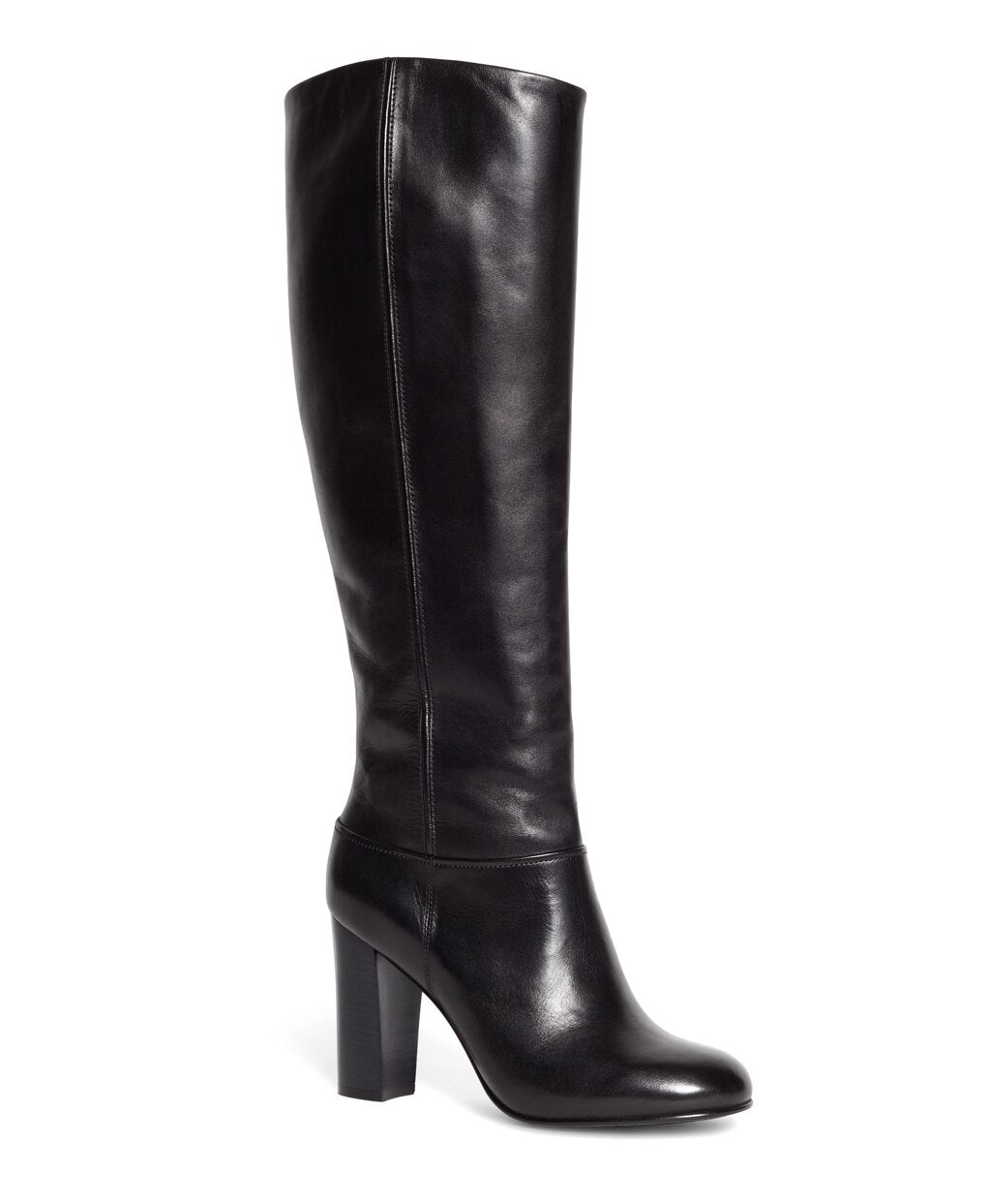 Brooks Brothers Women Tall Leather Stacked Heel Boots