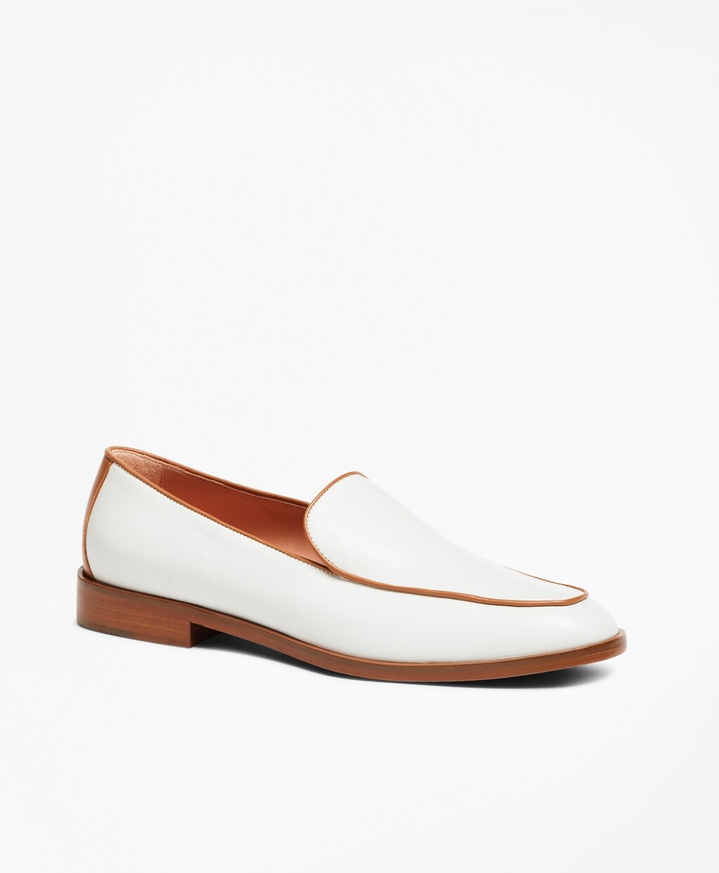 Brooks Brothers Women Leather Contrast-Trim Loafers