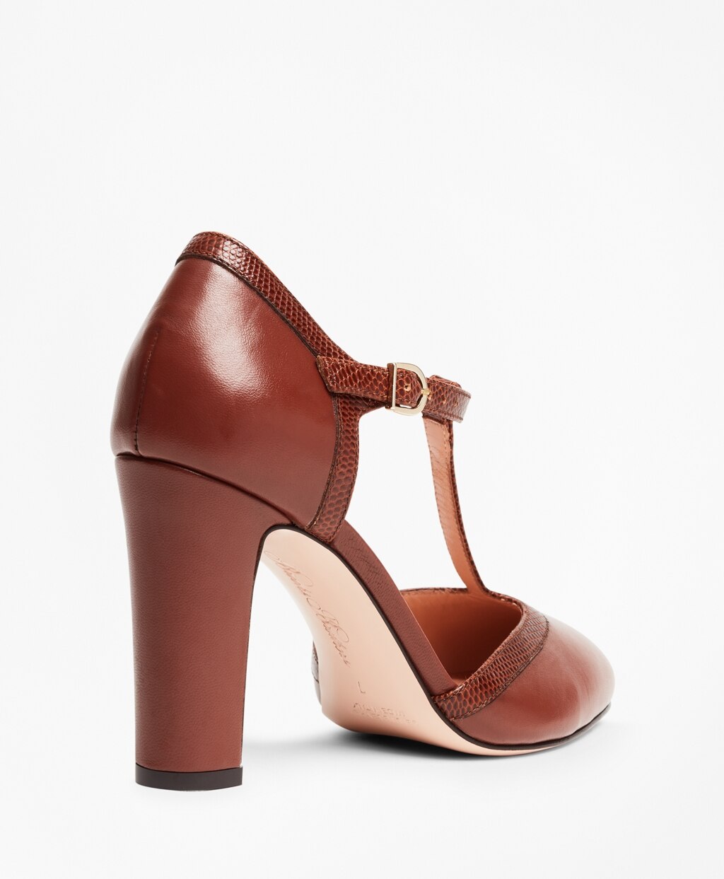 Brooks Brothers Women Leather T-Strap Pumps