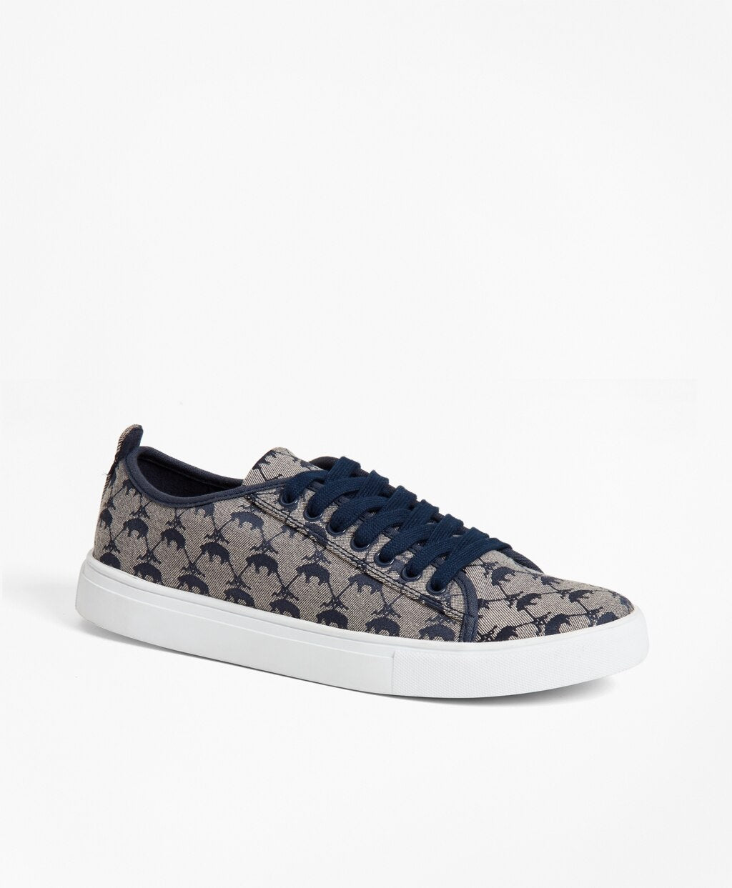 Brooks Brothers Women Leather-Trimmed Logo Jacquard Sneakers