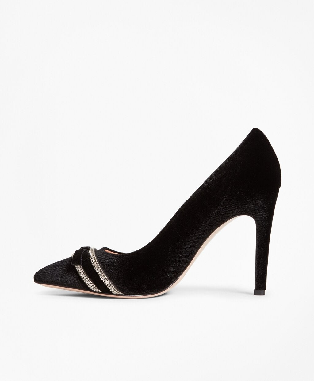 Brooks Brothers Women Rhinestone-Trimmed Velvet Point-Toe Pumps