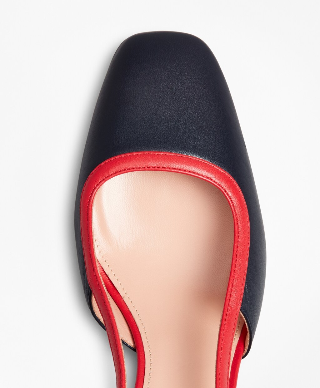Brooks Brothers Women Two-Tone Leather Block-Heel Slingback Pumps