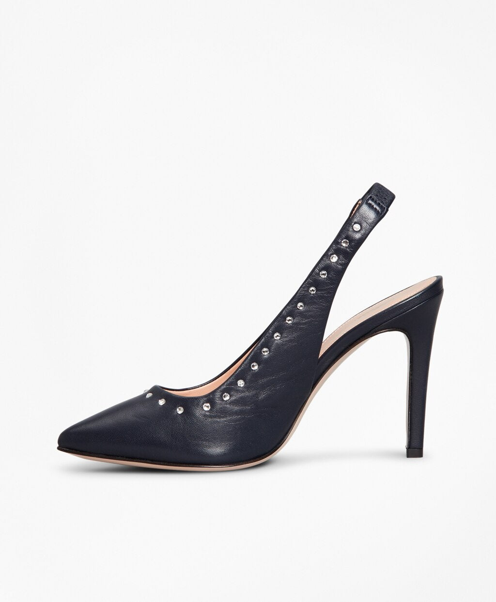 Brooks Brothers Women Rhinestone-Studded Leather Slingback Pumps