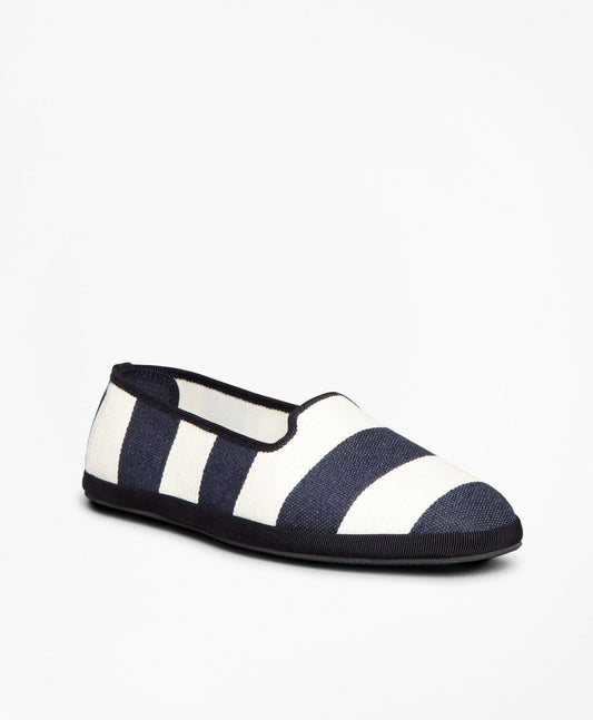 Brooks Brothers Women Striped Canvas Flats