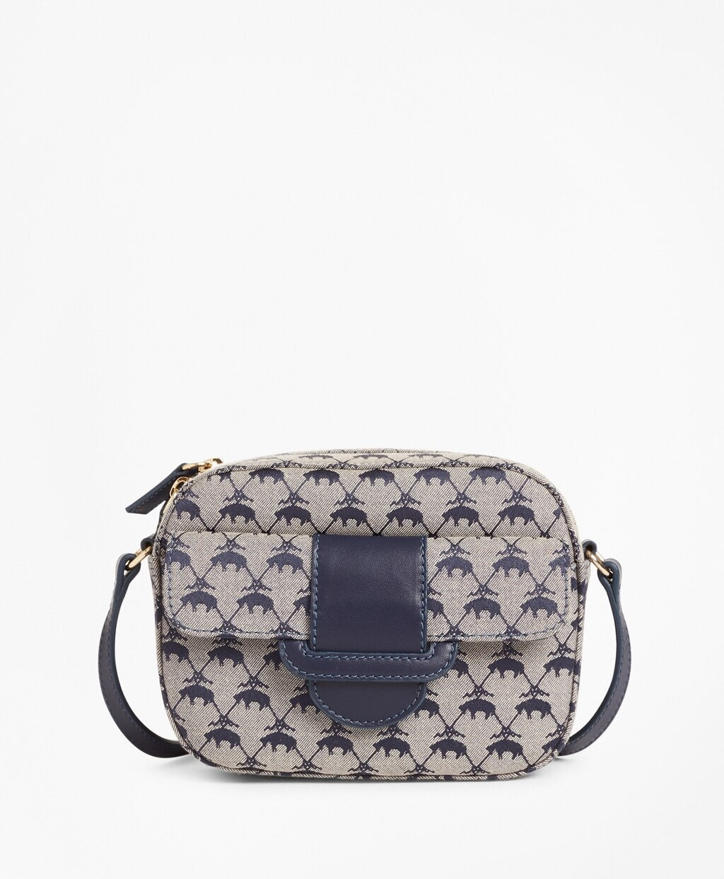 Brooks Brothers Women Leather-Trimmed Logo Jacquard  Crossbody Bag