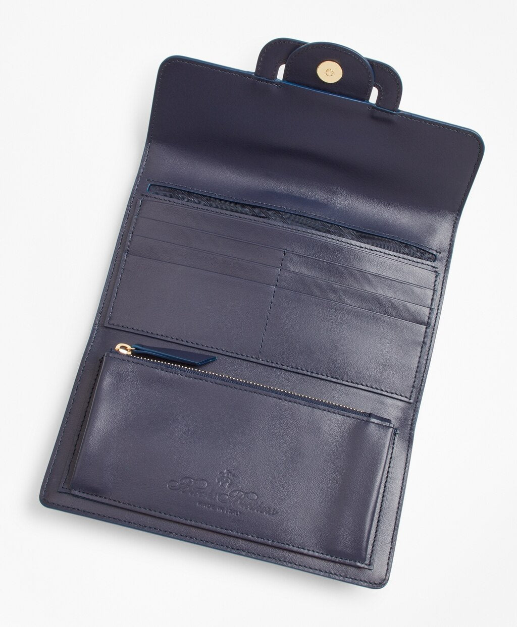 Brooks Brothers Women Leather-Trimmed Logo Jacquard Envelope-Flap Wallet