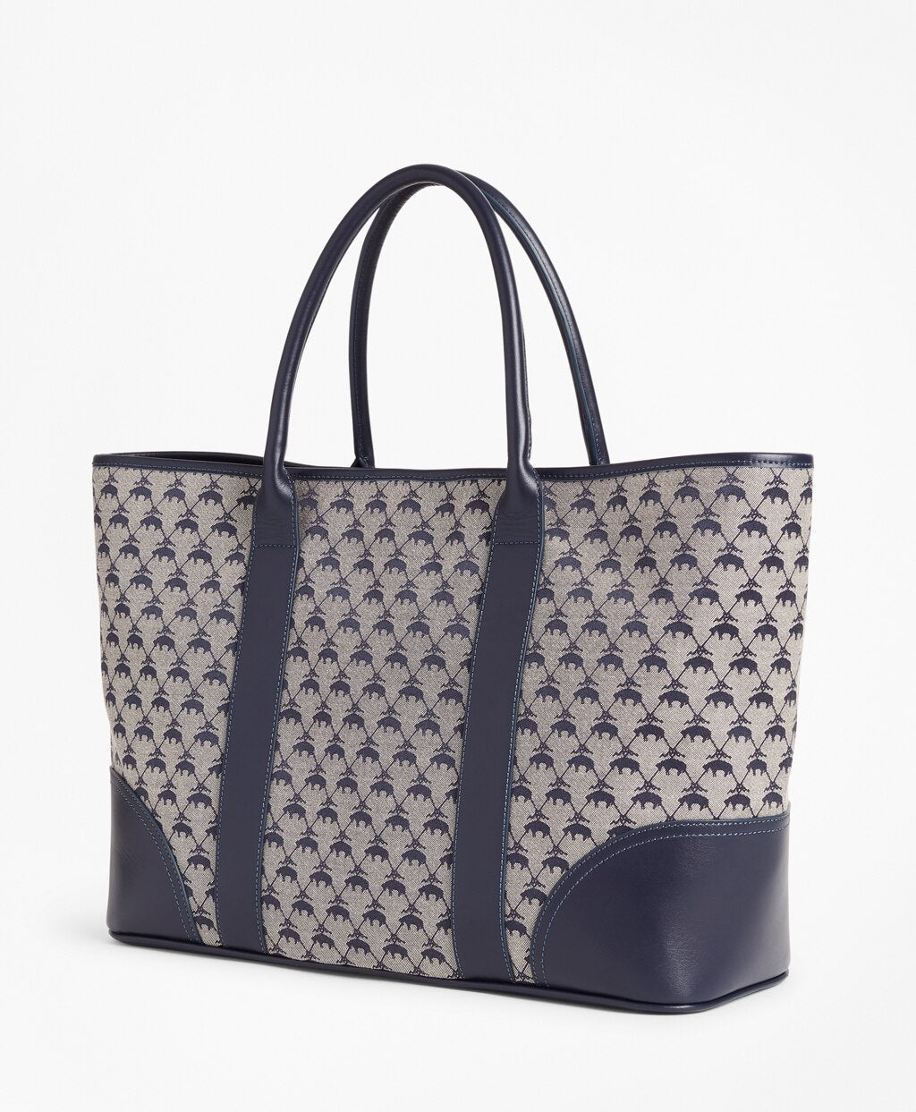 Brooks Brothers Women Leather-Trimmed Logo Jacquard Tote Bag