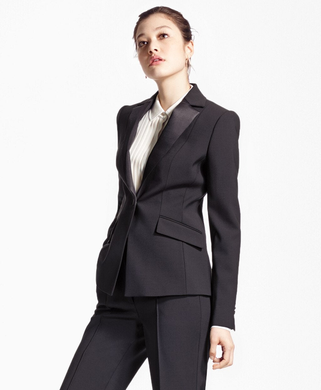 Brooks Brothers Women Single-Breasted Stretch Wool Tuxedo Jacket