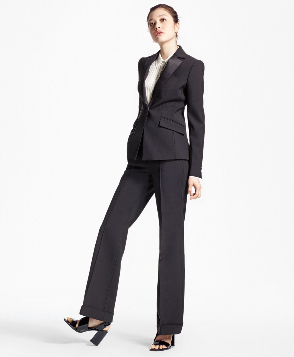 Brooks Brothers Women Single-Breasted Stretch Wool Tuxedo Jacket