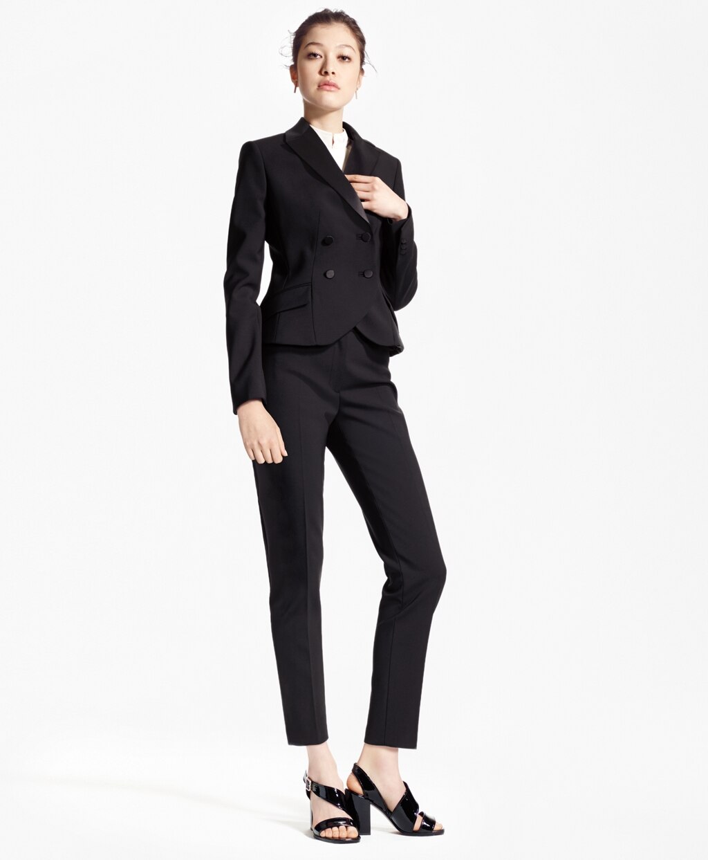 Brooks Brothers Women Double-Breasted Stretch Wool Tuxedo Jacket