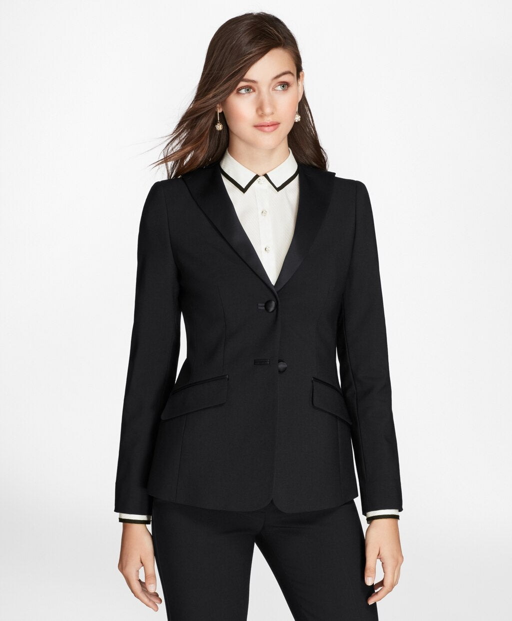 Brooks Brothers Women Stretch-Wool Crepe Tuxedo Jacket