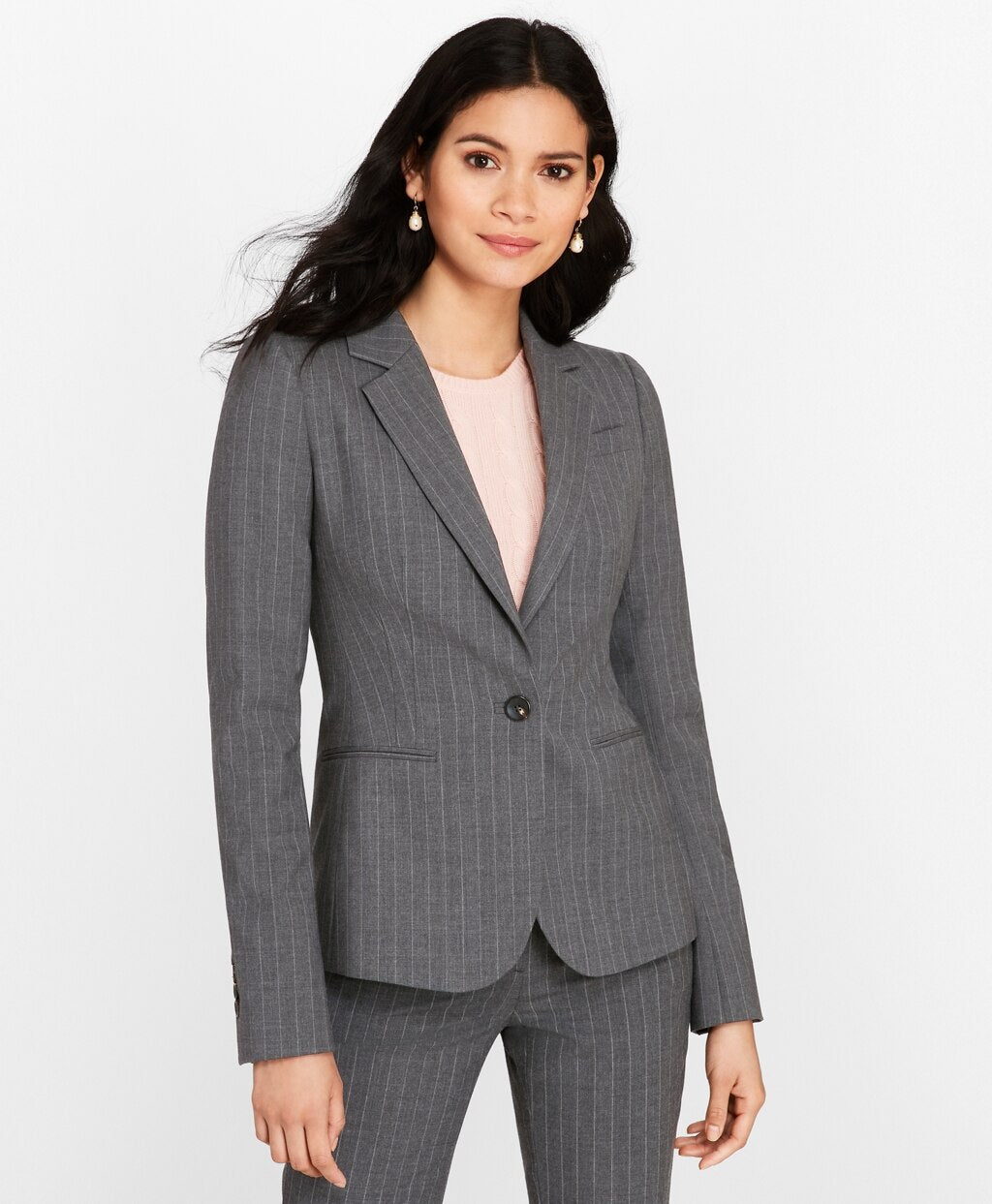 Brooks Brothers Women Pinstripe Stretch Wool Jacket