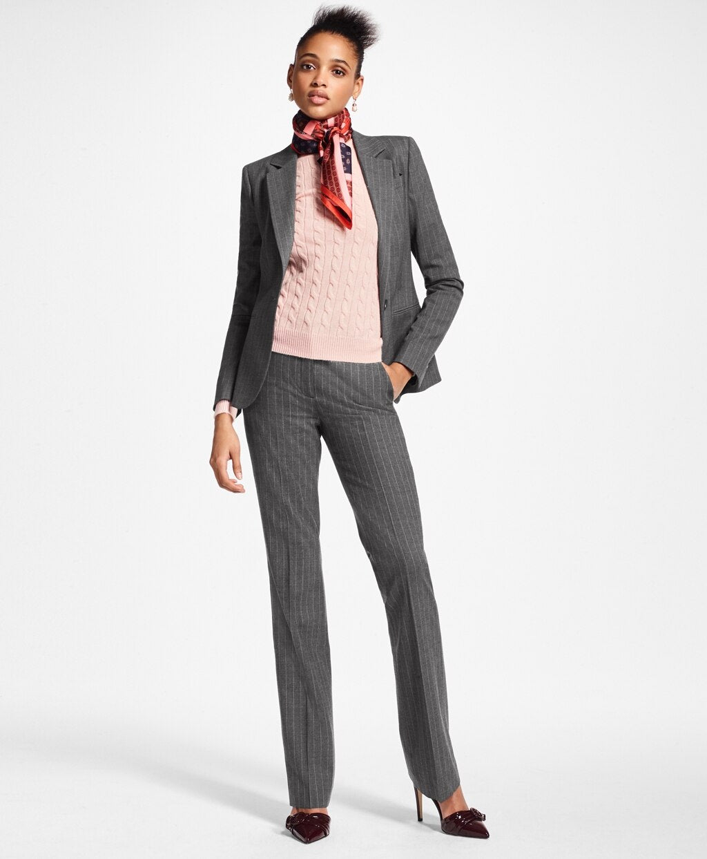 Brooks Brothers Women Pinstripe Stretch Wool Jacket