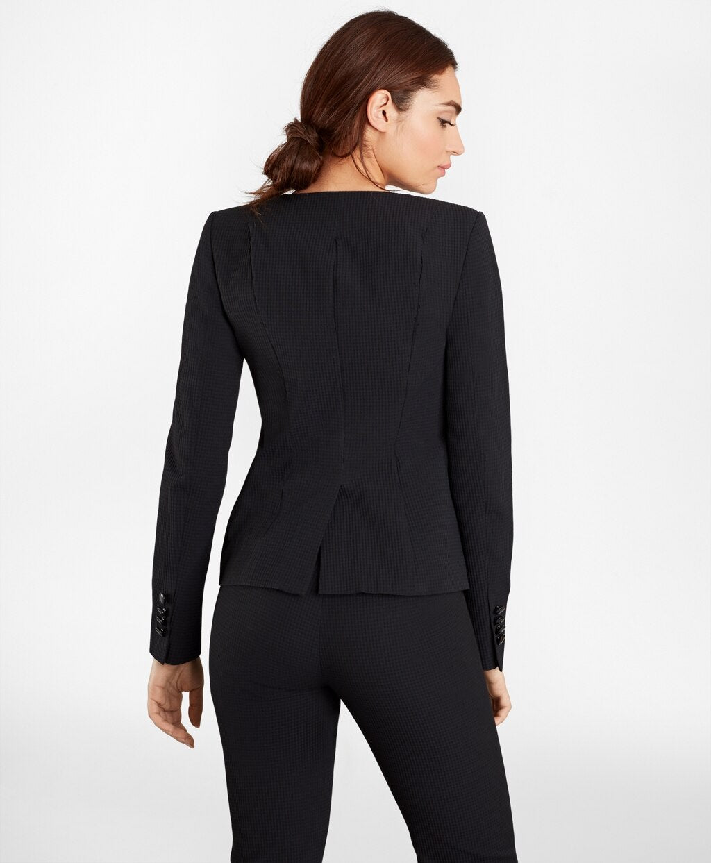 Brooks Brothers Women Stretch-Cotton Jacquard Double-Breasted Jacket