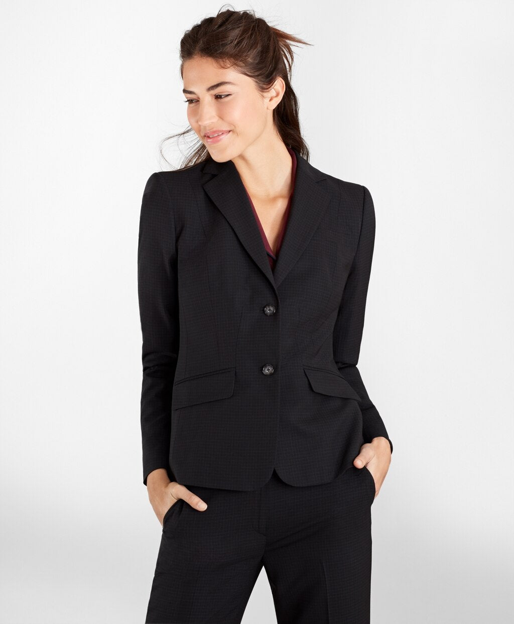 Brooks Brothers Women Checked BrooksCool® Merino Wool Jacket