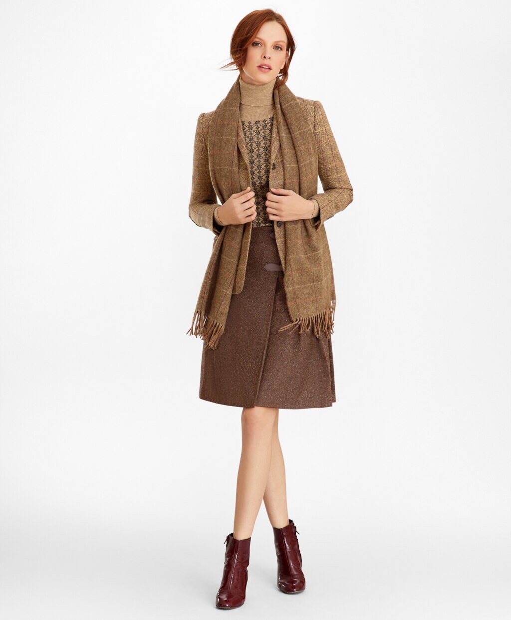 Brooks Brothers Women Checked Wool Tweed Hacking Jacket