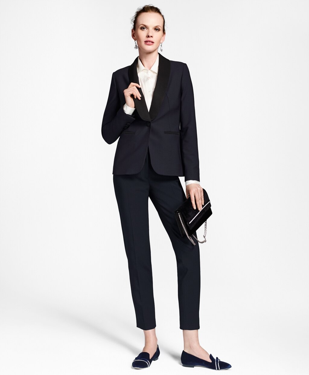 Brooks Brothers Women Stretch-Wool Crepe Tuxedo Jacket