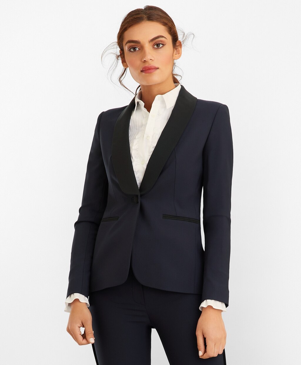 Brooks Brothers Women Stretch-Wool Crepe Tuxedo Jacket