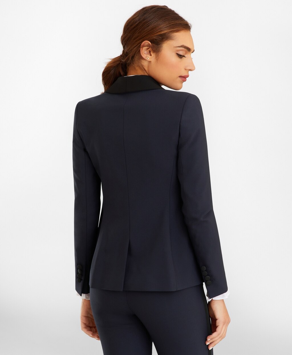 Brooks Brothers Women Stretch-Wool Crepe Tuxedo Jacket