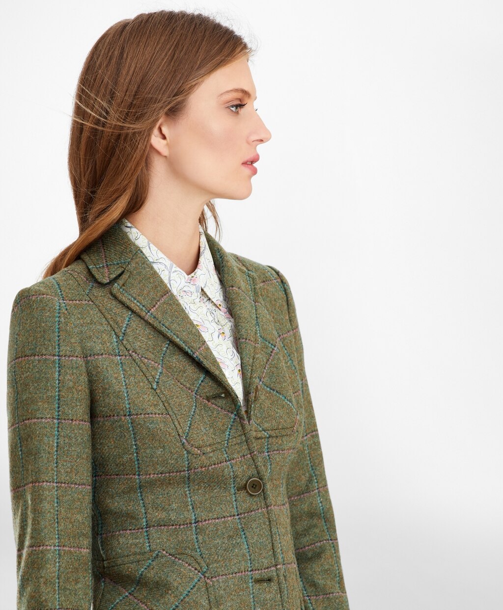 Brooks Brothers Women Checked Wool Tweed Jacket