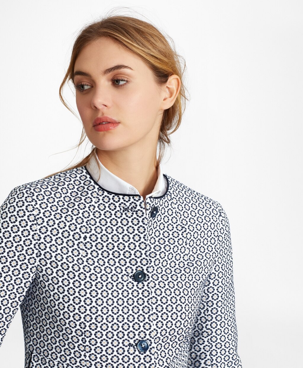 Brooks Brothers Women Floral Jacquard Cropped Jacket