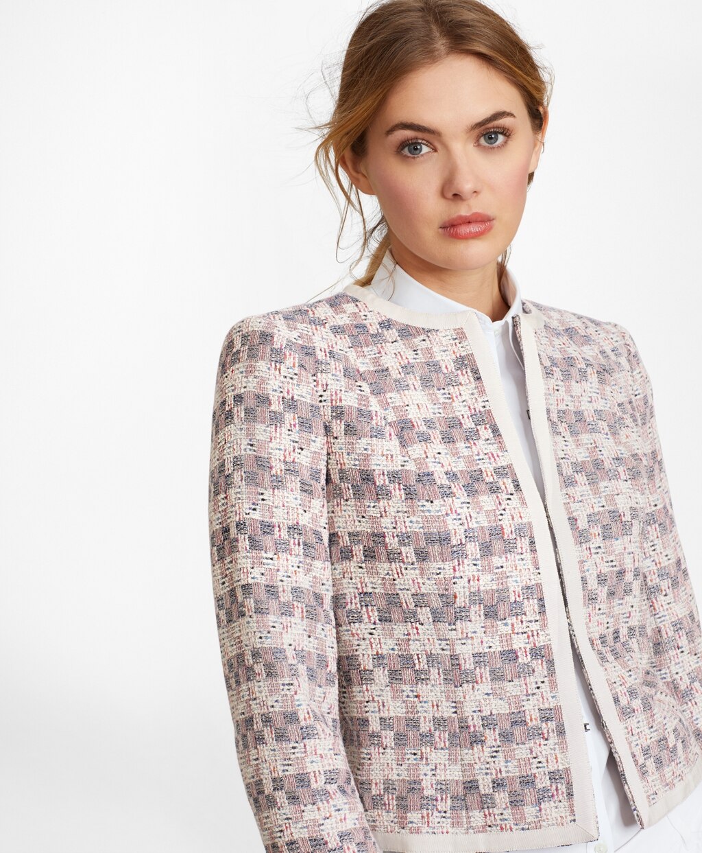 Brooks Brothers Women Checked Tweed Boucle Jacket
