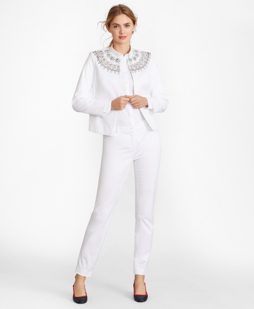 Brooks Brothers Women Beaded Cotton Sateen Jacket