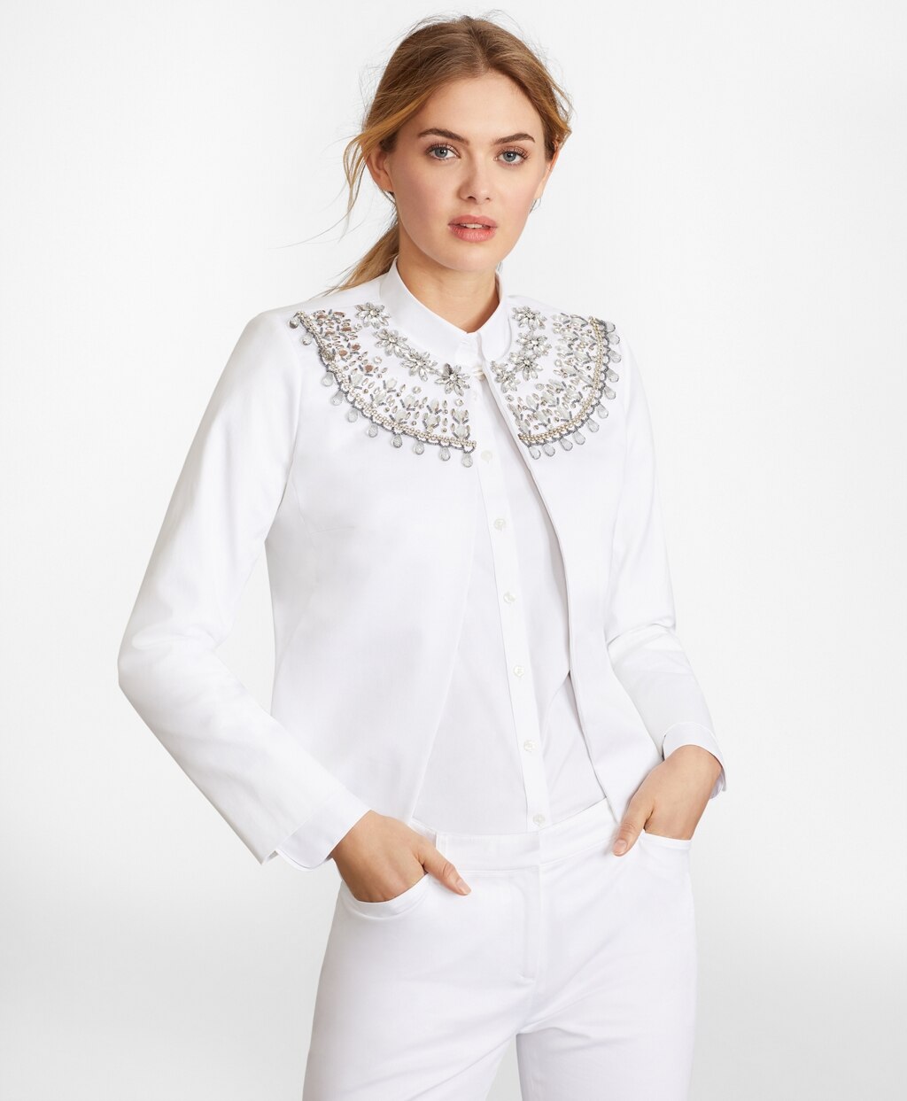 Brooks Brothers Women Beaded Cotton Sateen Jacket