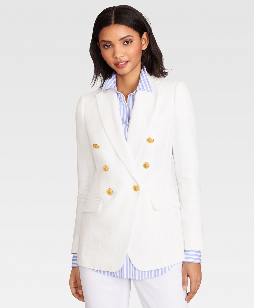 Brooks Brothers Women Irish Linen Double-Breasted Blazer