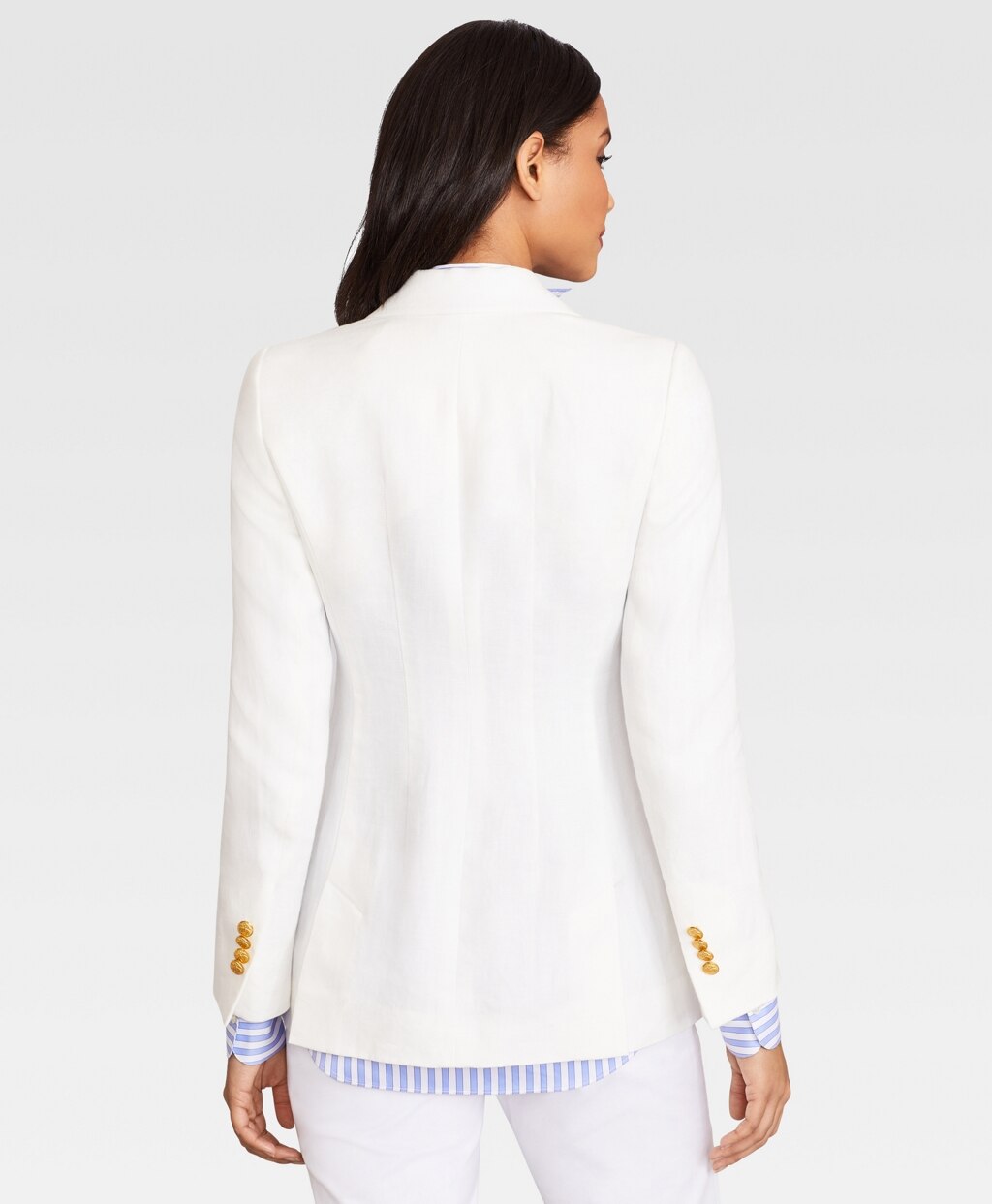 Brooks Brothers Women Irish Linen Double-Breasted Blazer