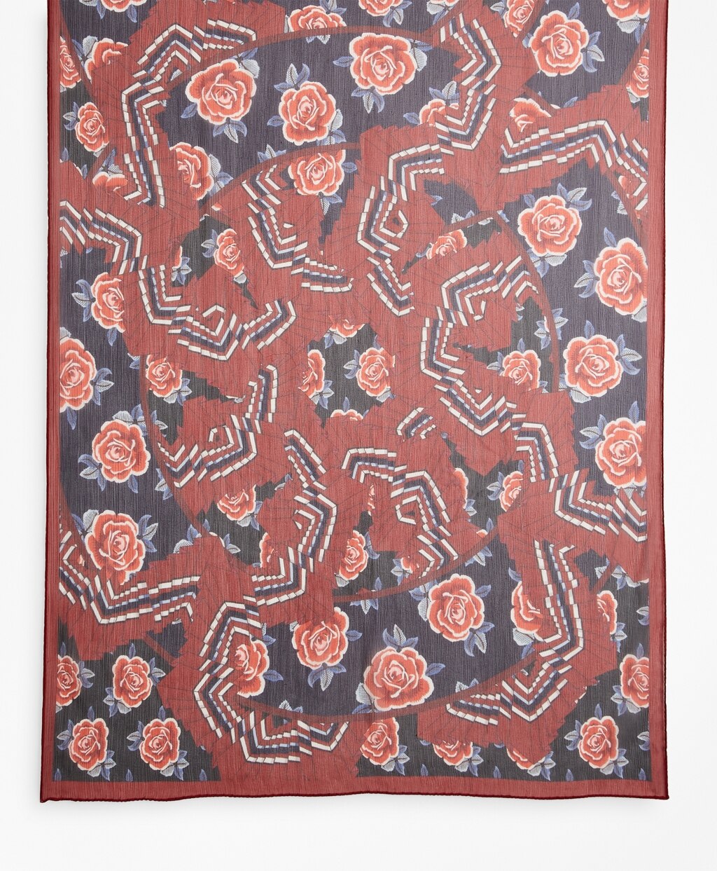 Brooks Brothers Women Rose-Print Silk Chiffon Oblong Scarf