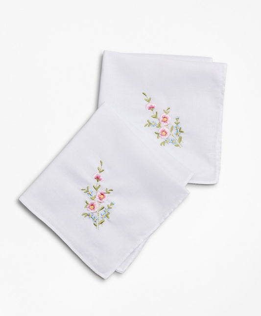 Brooks Brothers Women Floral-Embroidered Cotton Handkerchief - Set of 2