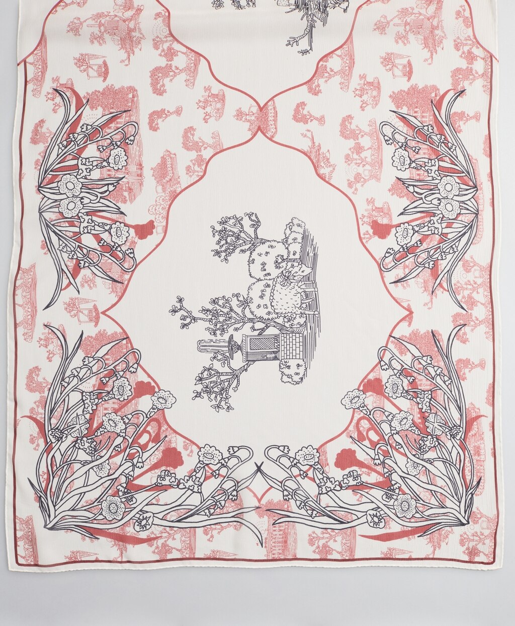 Brooks Brothers Women Toile Silk Chiffon Oblong Scarf