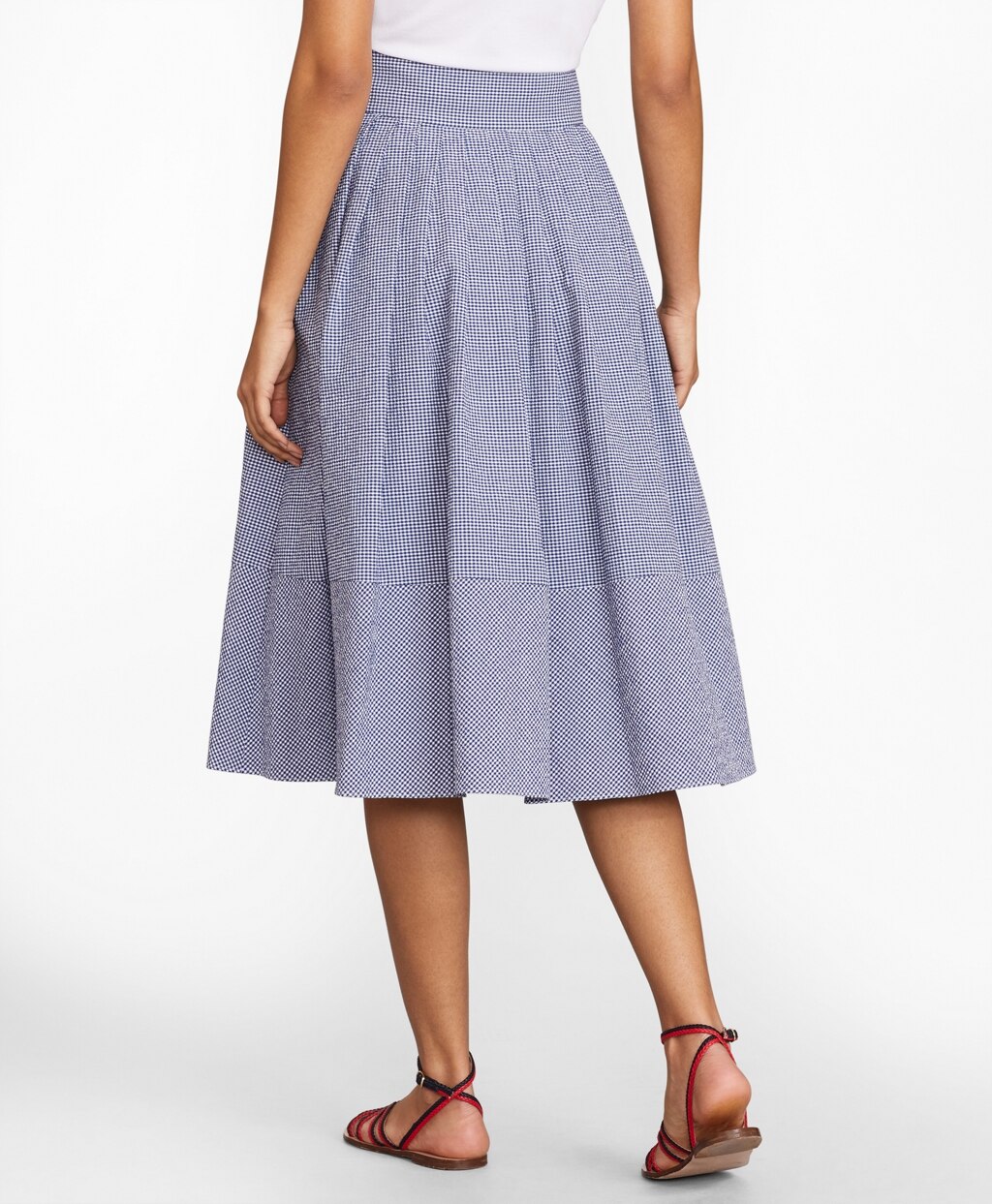 Brooks Brothers Women Gingham Seersucker Pleated Skirt