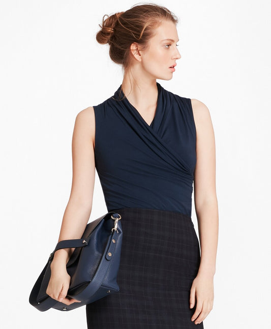 Brooks Brothers Women Jersey Faux Wrap Shell