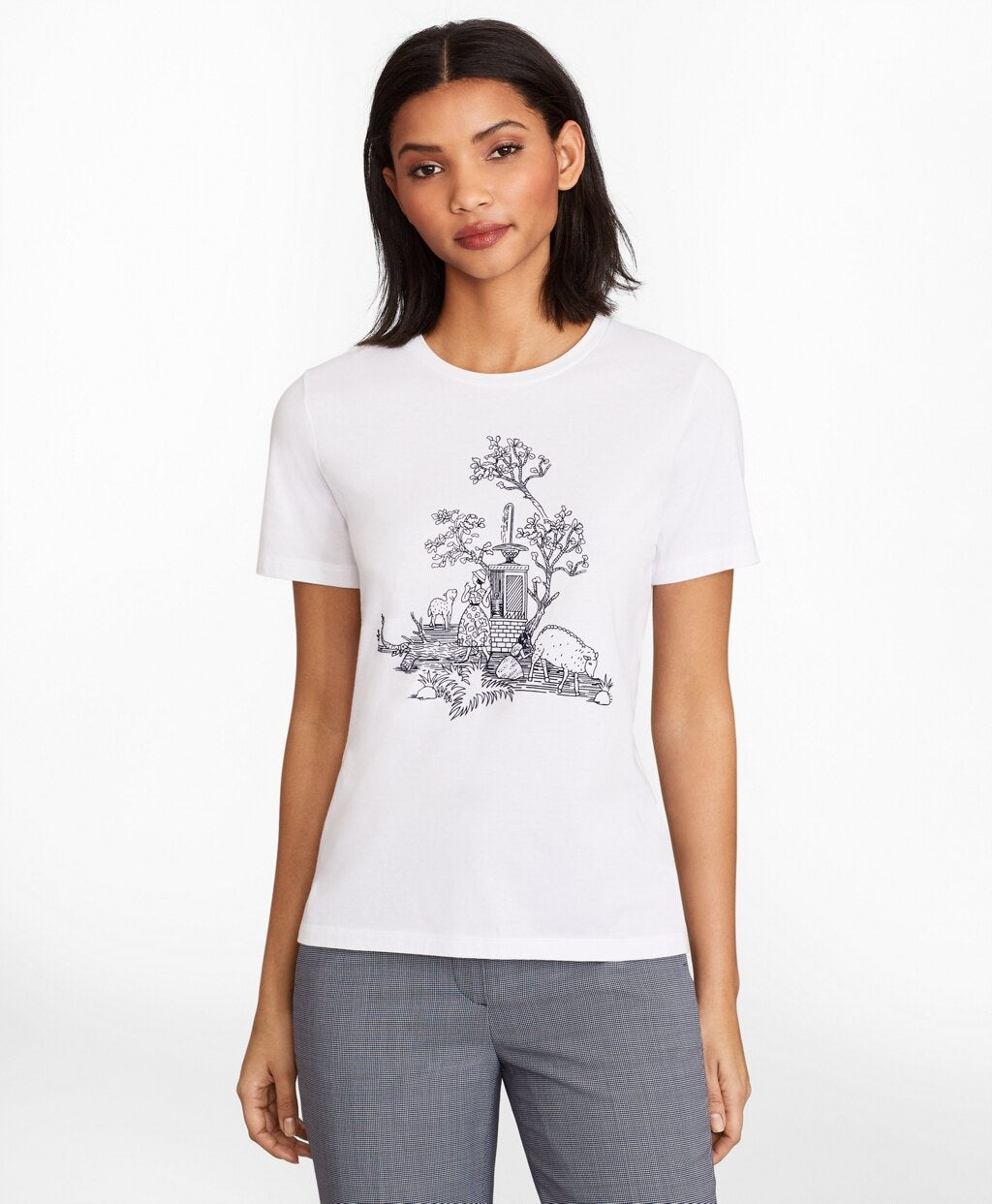 Brooks Brothers Women Toile Graphic T-Shirt