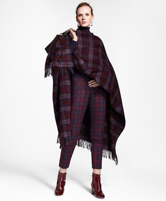 Brooks Brothers Women Tartan Wool Ruana