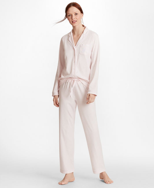 Brooks Brothers Women Logo-Embroidered Pima Cotton Interlock Jersey Pajama Set