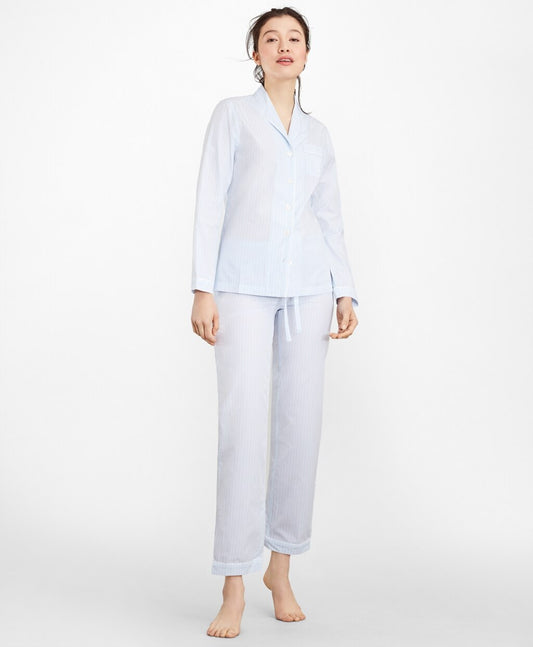 Brooks Brothers Women Striped Cotton Poplin Pajama Set