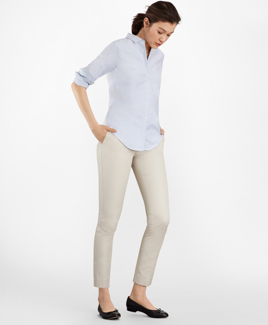 Brooks Brothers Women Flat-Front Stretch Advantage Chino® Pants