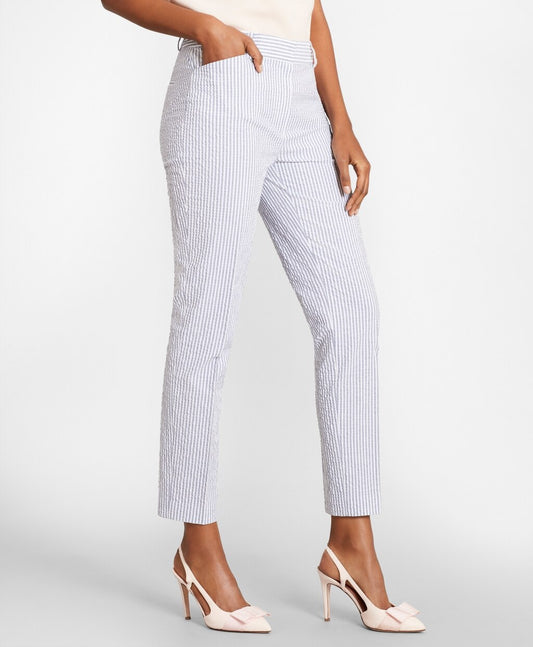 Brooks Brothers Women Striped Stretch Cotton Seersucker Pants