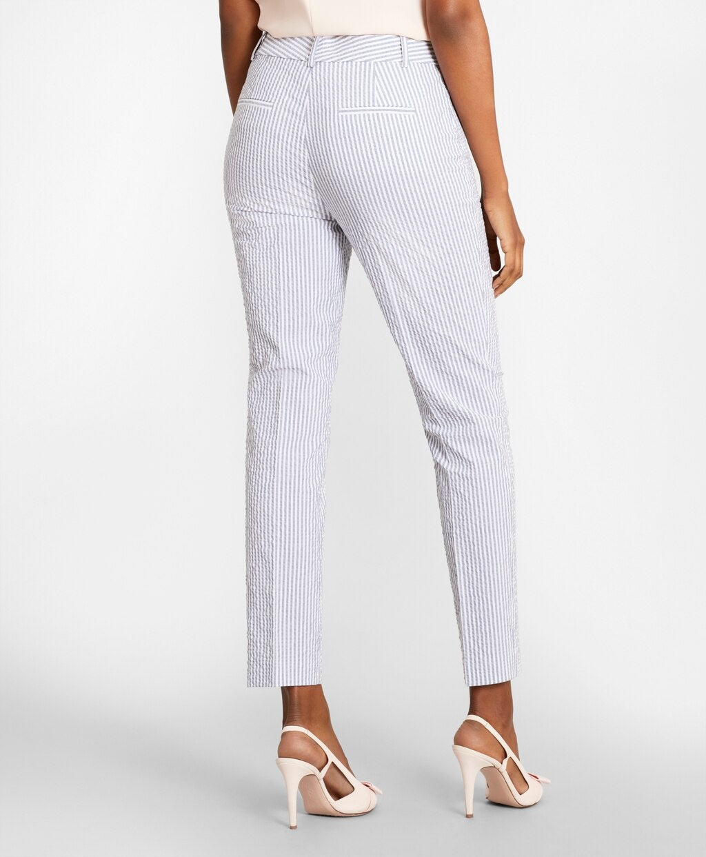 Brooks Brothers Women Striped Stretch Cotton Seersucker Pants
