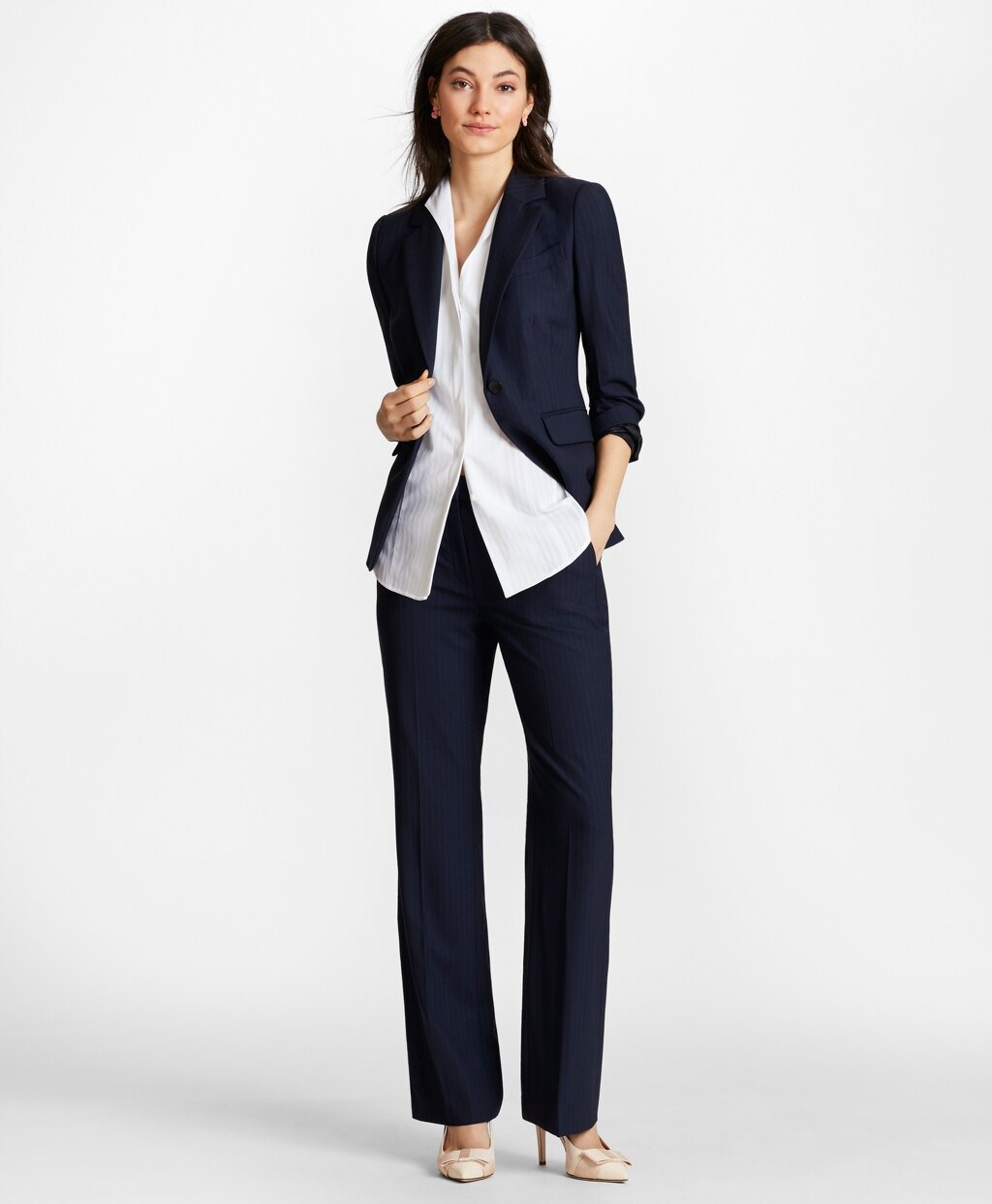 Brooks Brothers Women Pinstripe BrooksCool® Merino Wool Pants